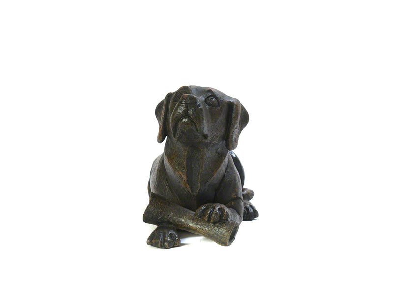 8_PETRIBUTES_CAST-Dog with Bone_CASDO-BRZ.jpg Beautiful figurine Dog with Bone urns for pet dog ashes. Can be personalised.